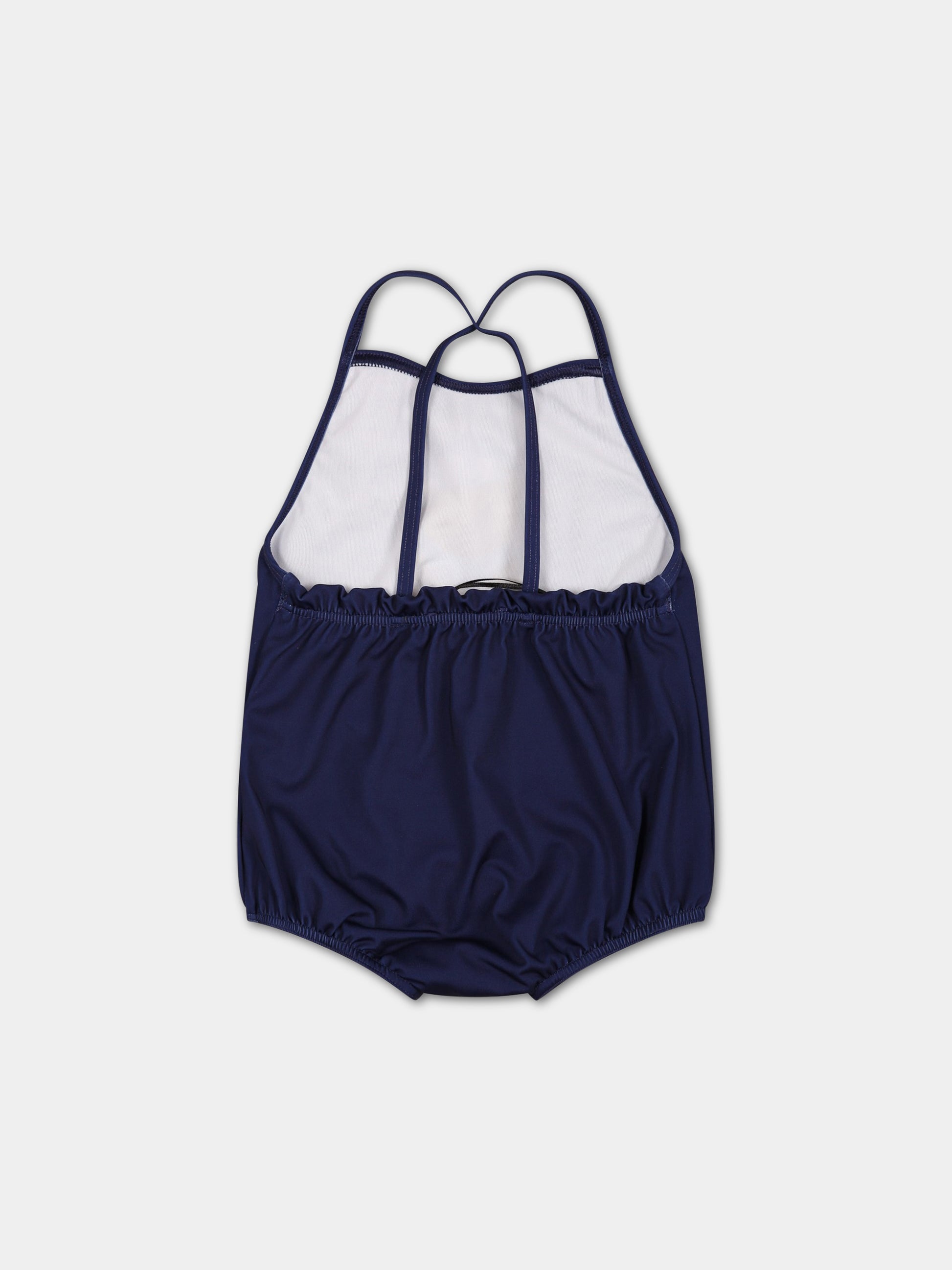 Costume blu per neonata con Teddy Bear e logo,Moschino Kids,MDL00K LKA00 40016