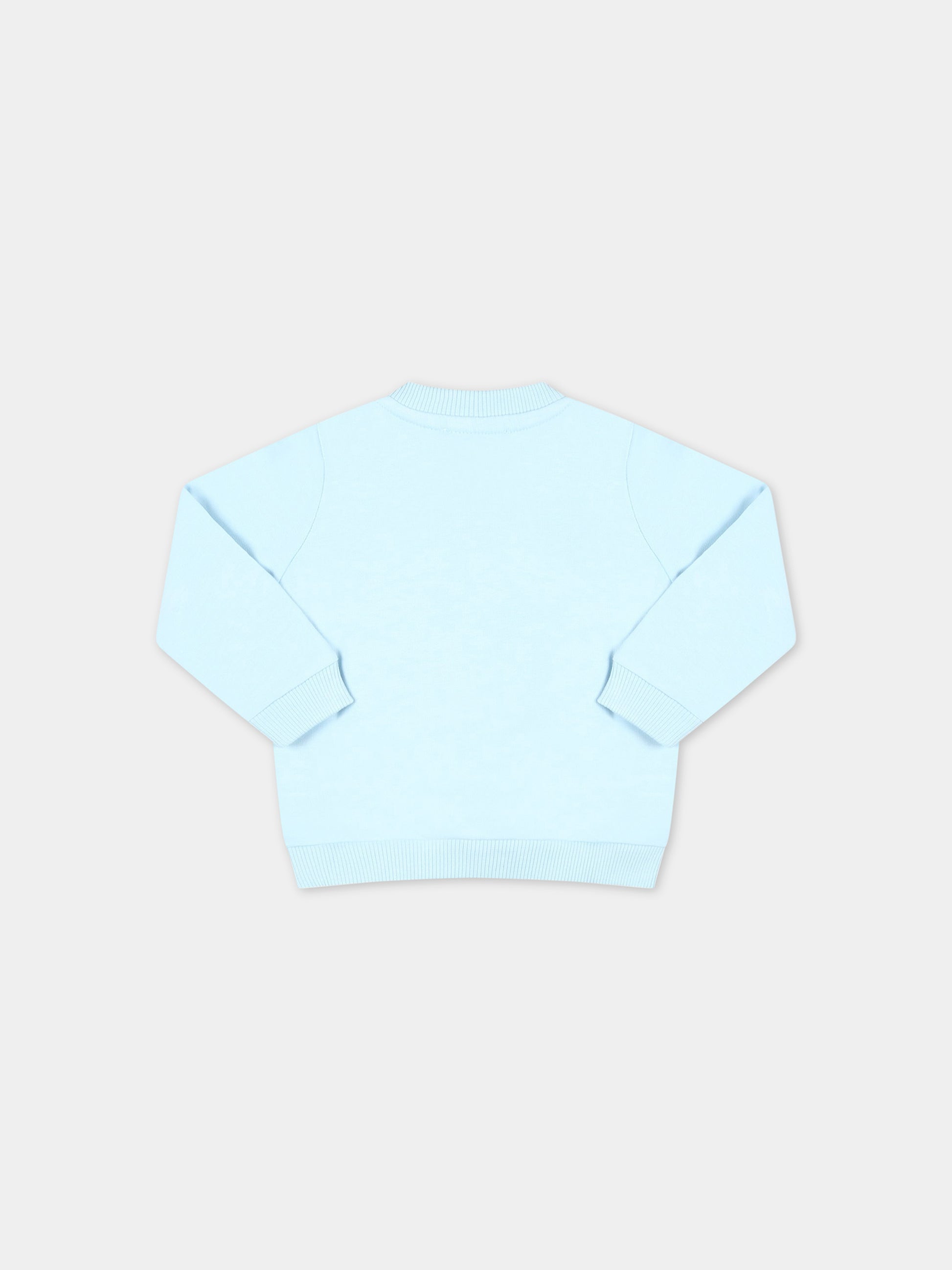 Felpa celeste per neonato con Teddy Bear e logo bianco,Moschino Kids,MMF04Q LCA19 40304