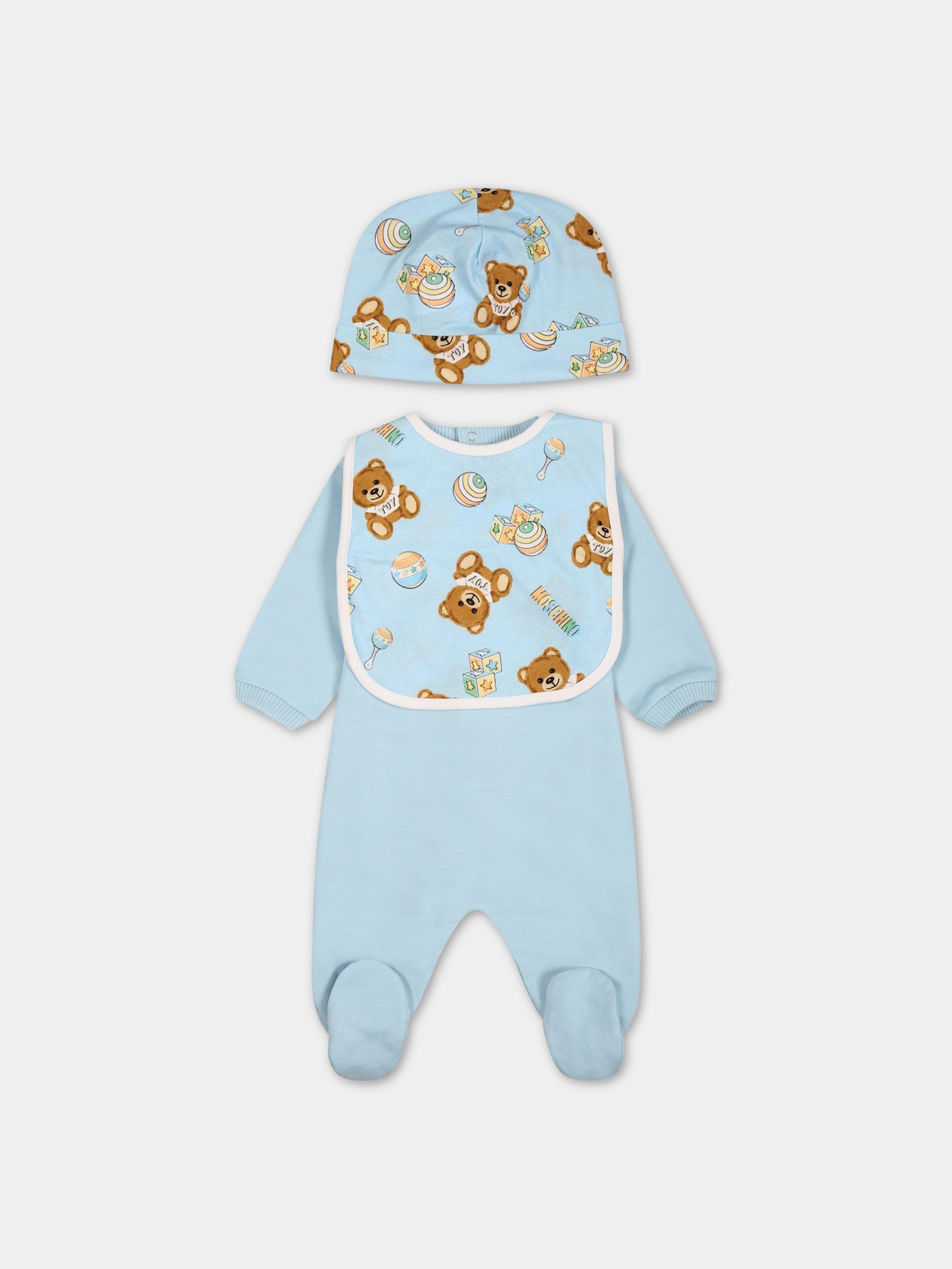 Set celeste per neonato con Teddy Bear,Moschino Kids,MMY03I LCA19 40304