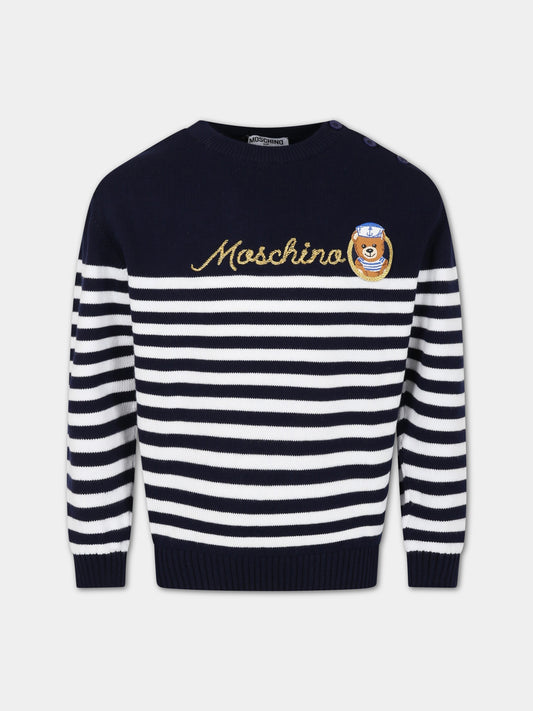 Maglione multicolor per bambino con logo e Teddy Bear,Moschino Kids,HUW00X LHE13 83120