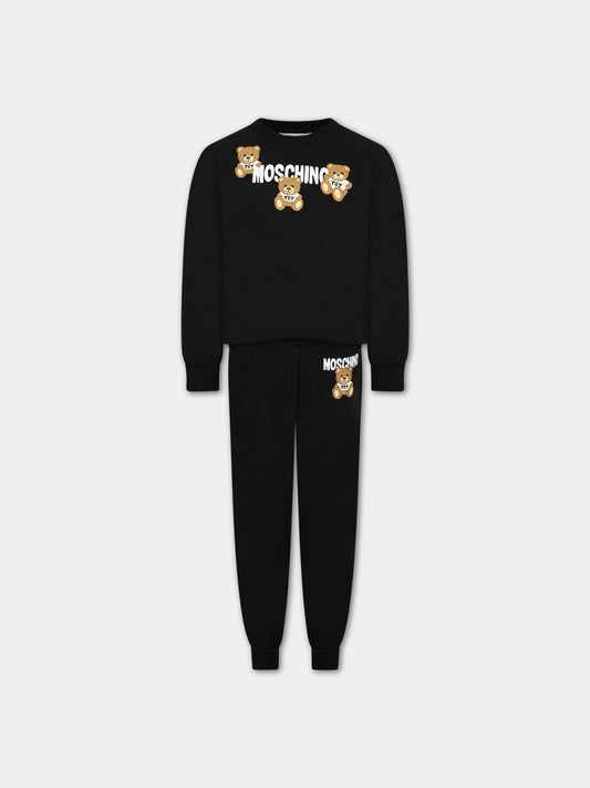 Completo nero per bambino con Teddy Bear e logo,Moschino Kids,HUK03E LCA32 60100