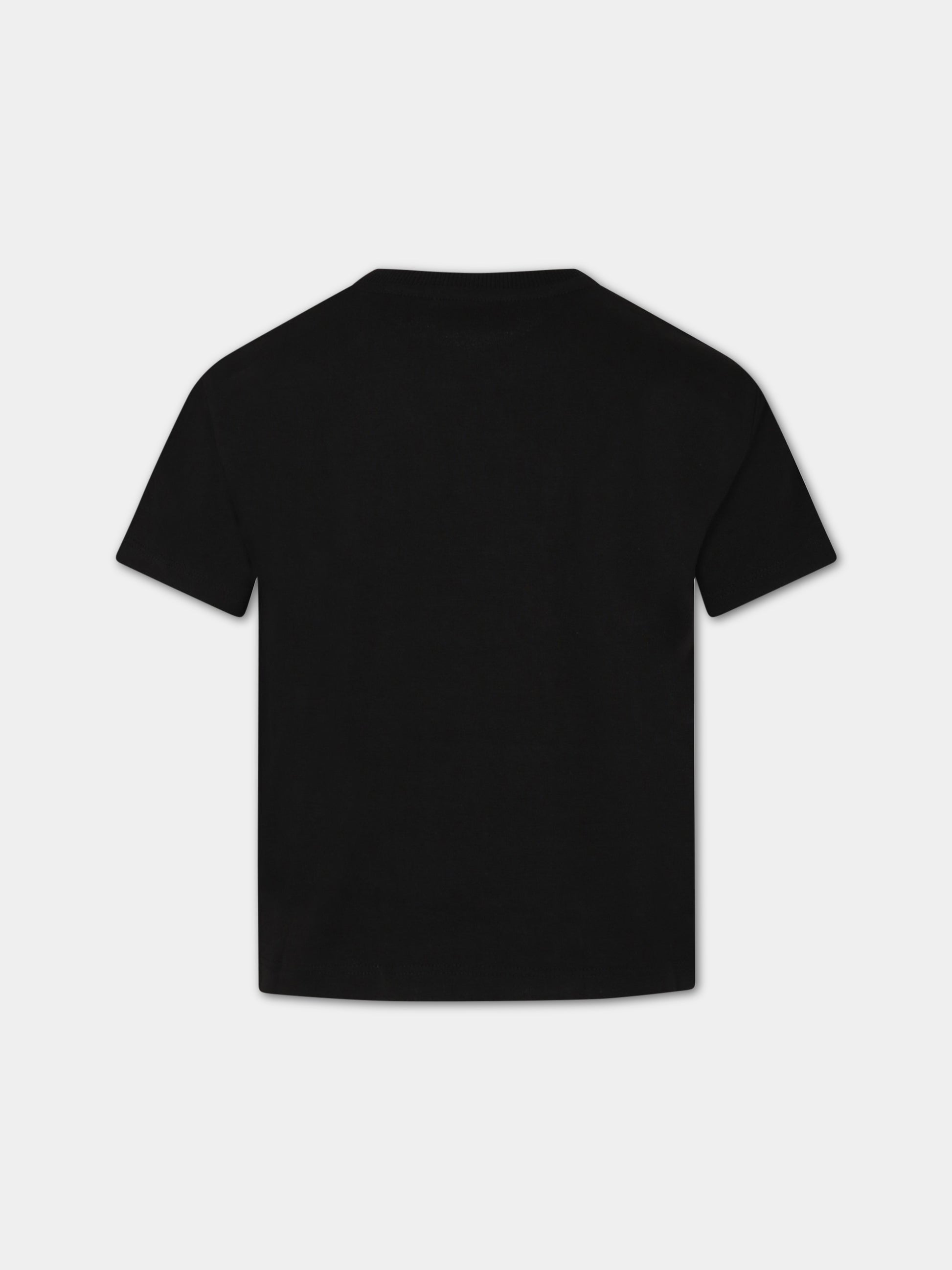 T-shirt nera per bambino con Teddy Bear e logo bianco,Moschino Kids,HMM046 LBA10 60100