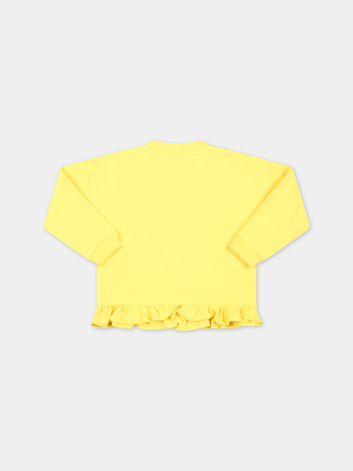 Felpa gialla per neonata con Teddy Bear e rouches,Moschino Kids,MDF02O LDA12 50162