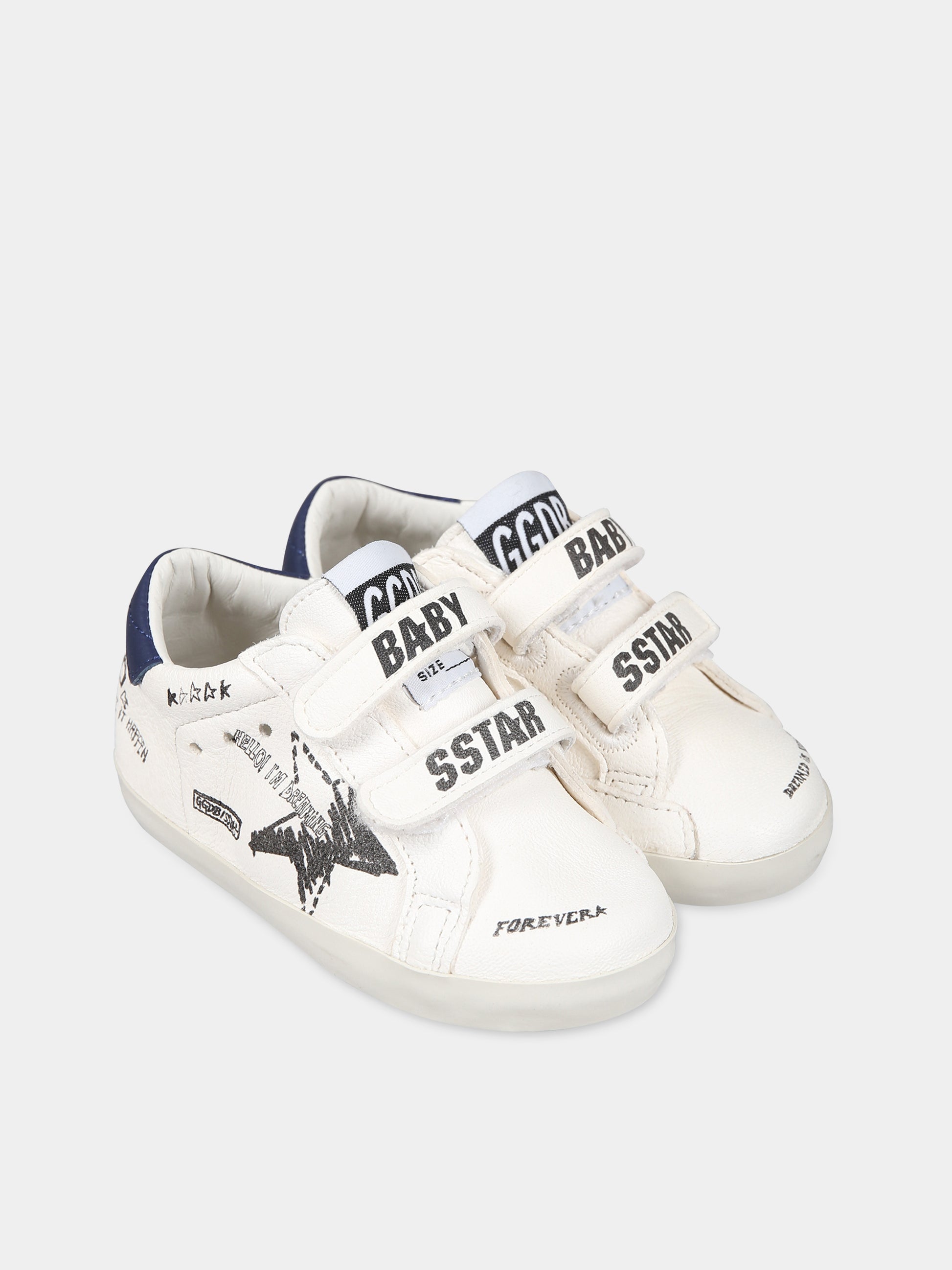 Sneakers bianco per neonati con stampa e logo,Golden Goose,GIF00502 F004237 15443