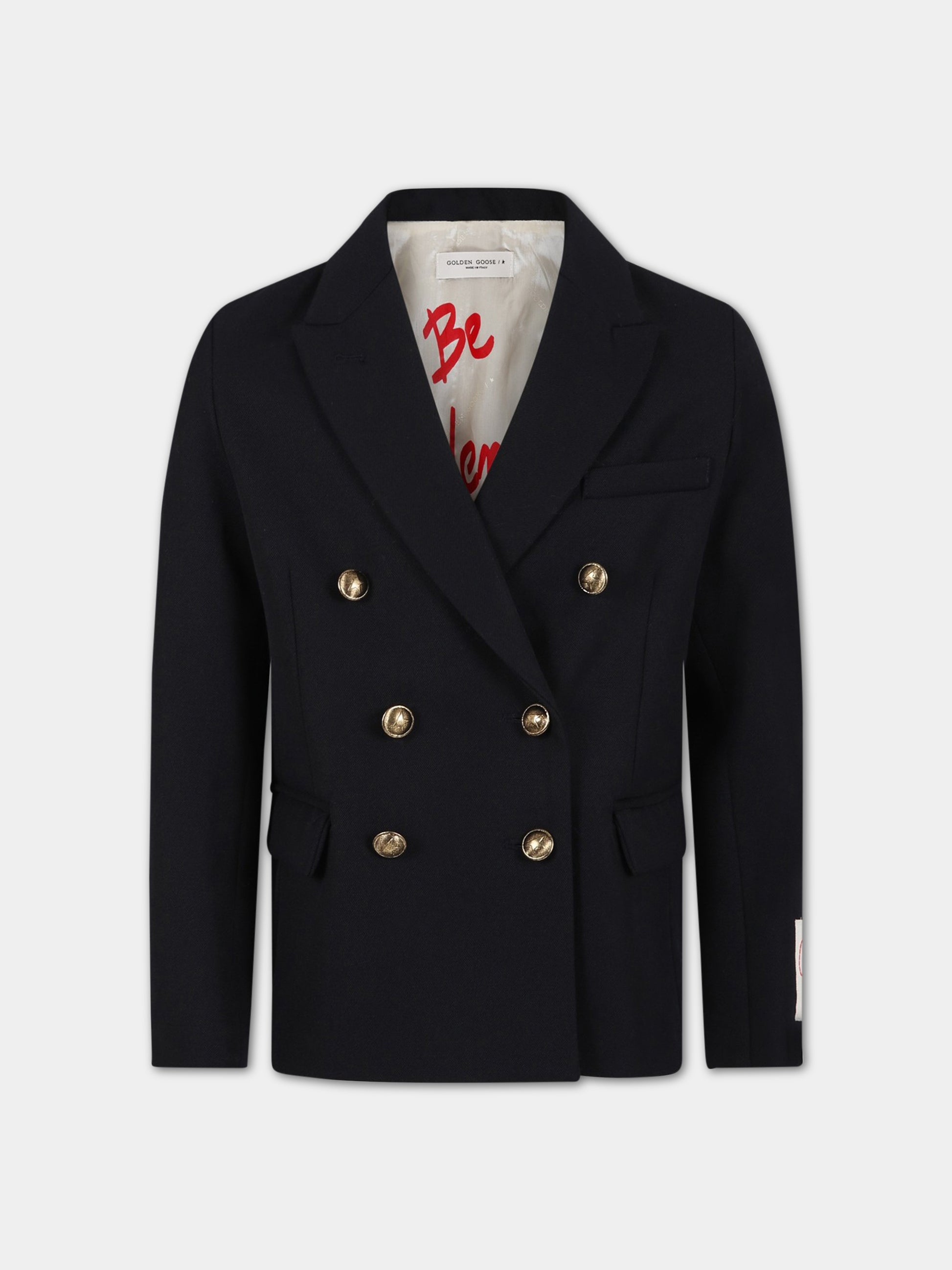 Giacca blu per bambino con logo,Golden Goose,GKP01365 P001057 50501