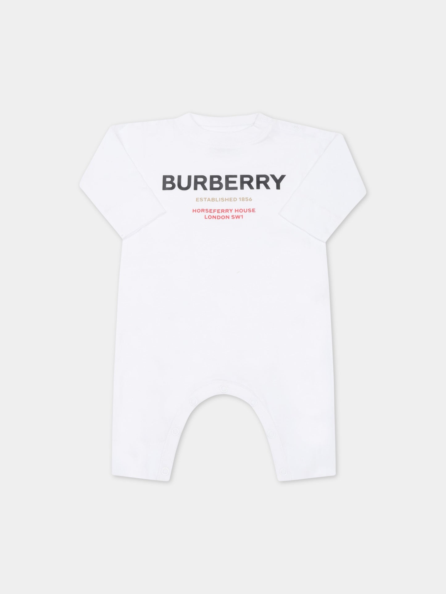 Tutina bianca per neonati con brand name,Burberry Kids,8064745
