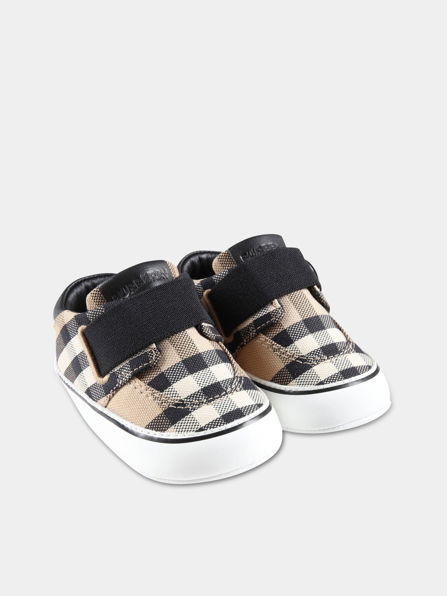 Sneakers beige per neonato con check vintage,Burberry Kids,8060616
