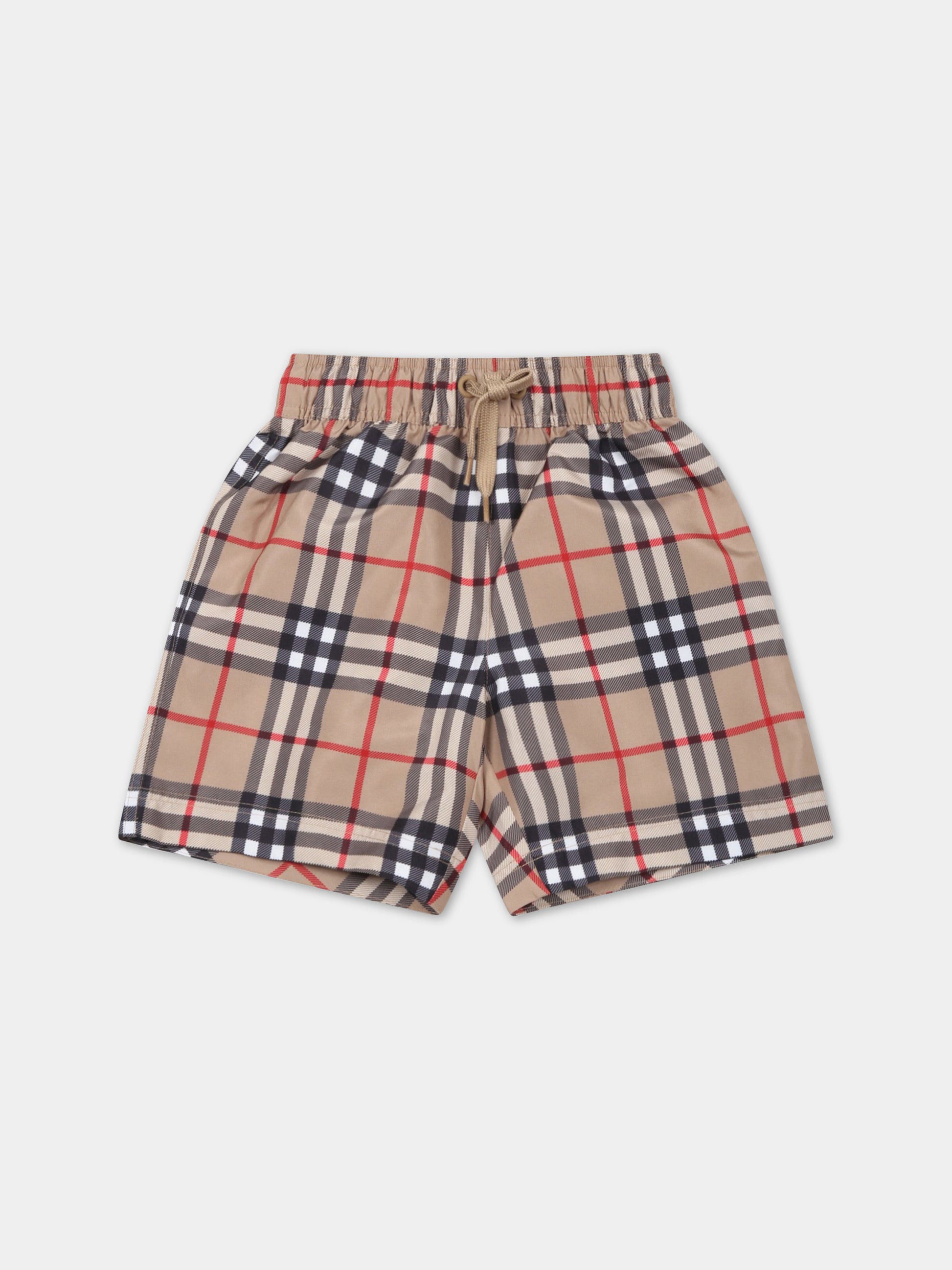 Boxer beige mare per neonato con iconico check vintage,Burberry Kids,8062273
