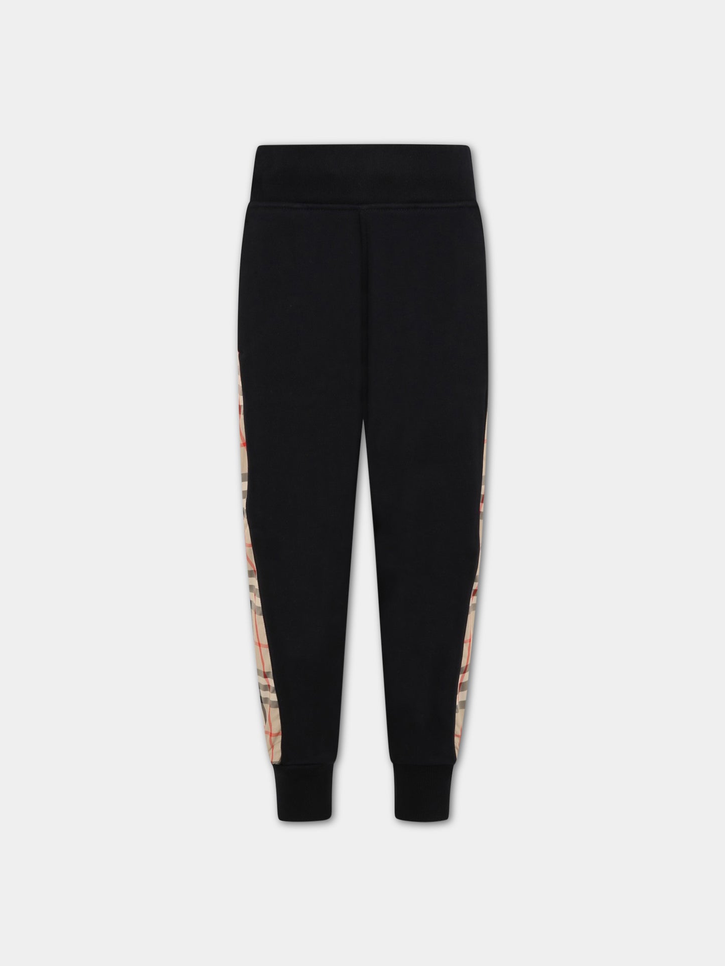 Pantaloni neri da tuta per bambino con check vintage,Burberry Kids,8060954