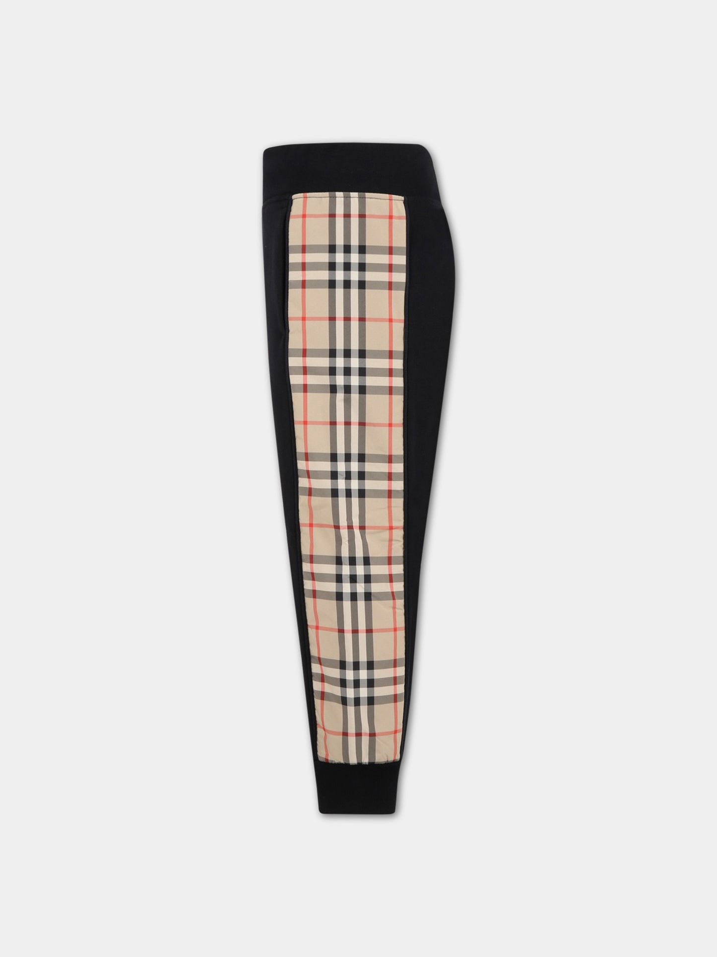 Pantaloni neri da tuta per bambino con check vintage,Burberry Kids,8060954