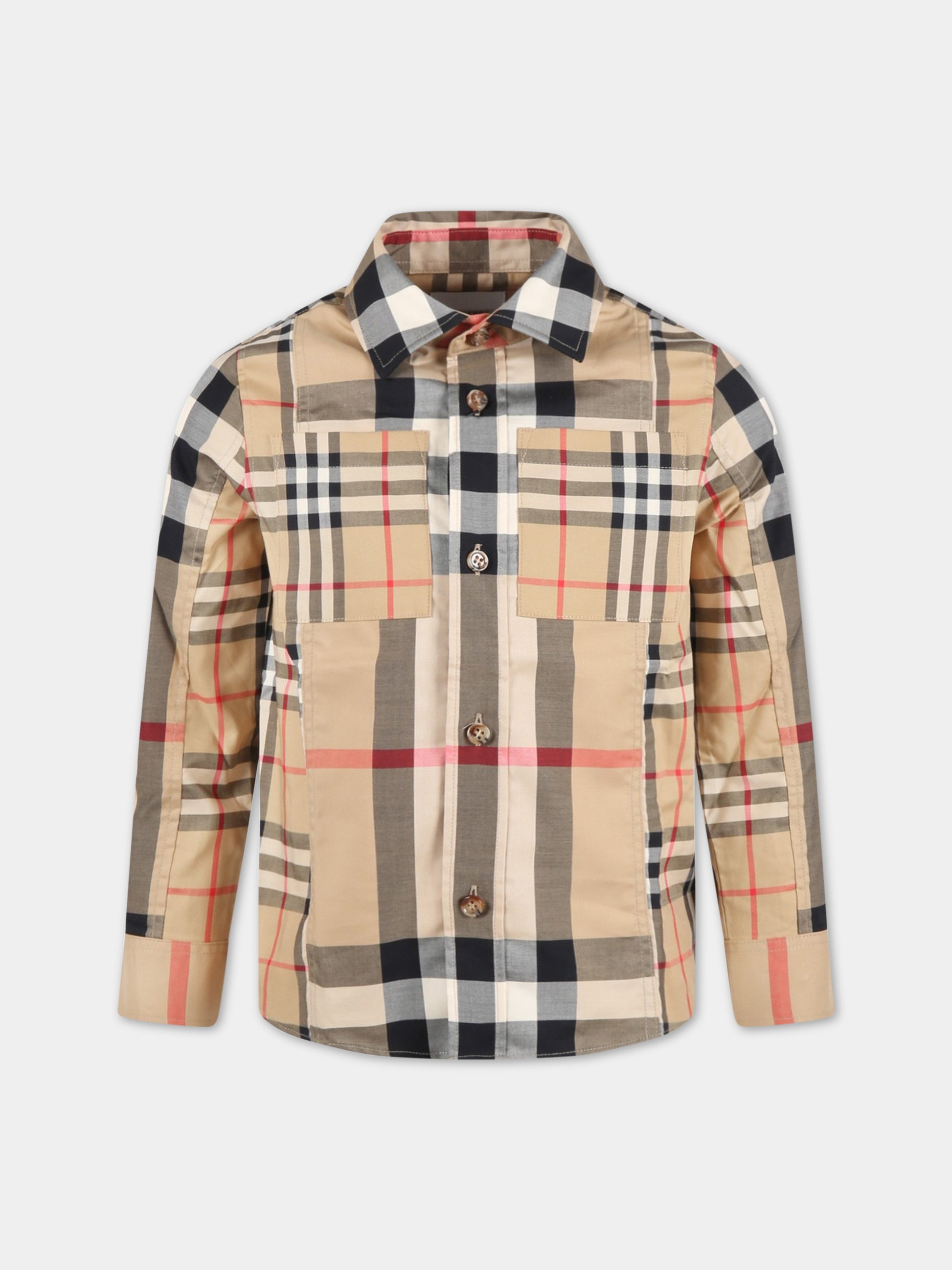 Camicia beige per bambino con check vintage,Burberry Kids,8061467