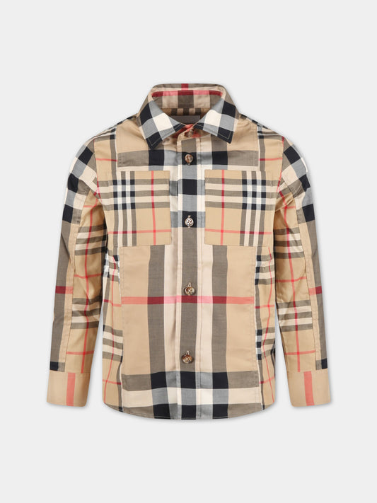 Camicia beige per bambino con check vintage,Burberry Kids,8061467