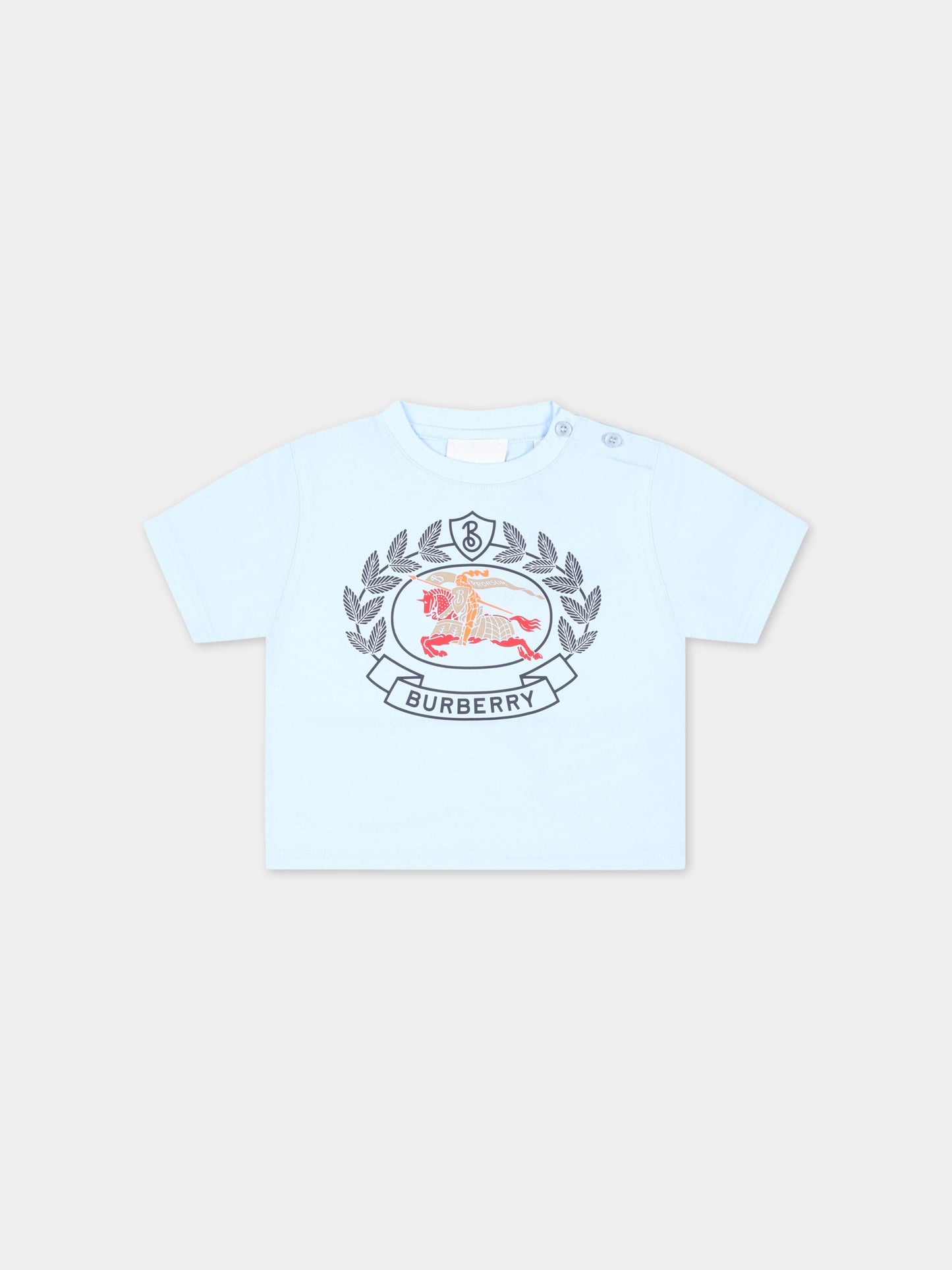T-shirt celeste per neonato con cavaliere equestre,Burberry Kids,8064453