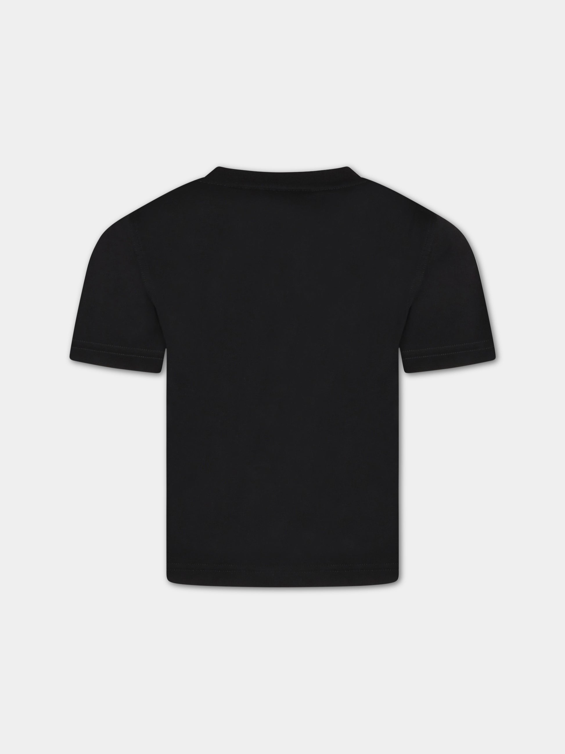T-shirt nera per bambino con logo bianco,Burberry Kids,8064569