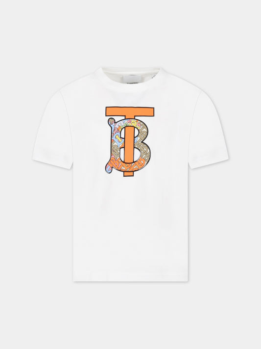 T-shirt bianca per bambino con logo,Burberry Kids,8061416