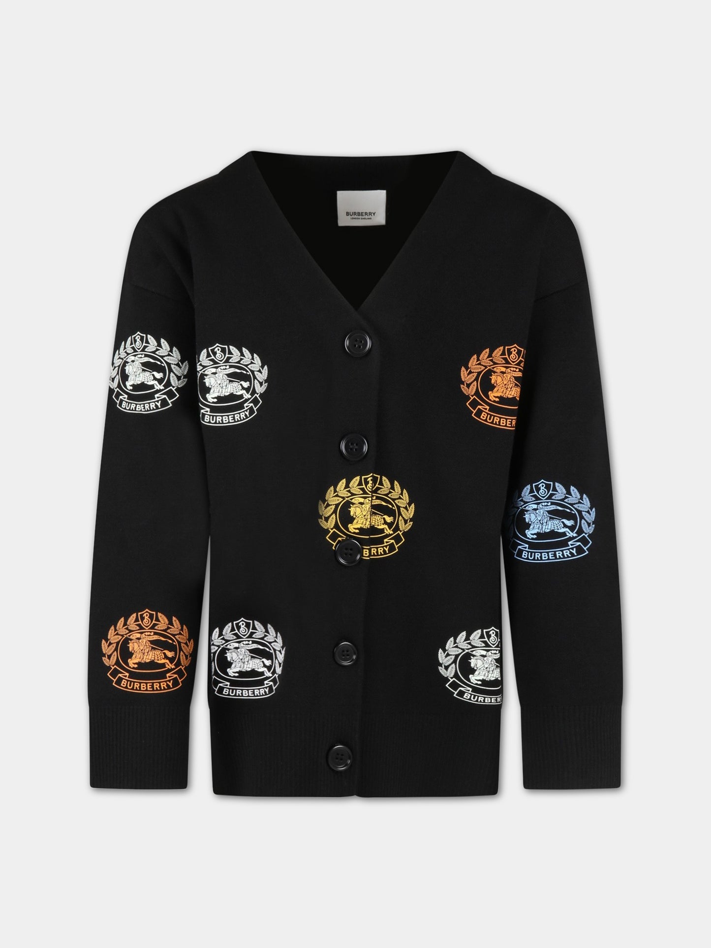 Cardigan nero per bambino con loghi,Burberry Kids,8063452