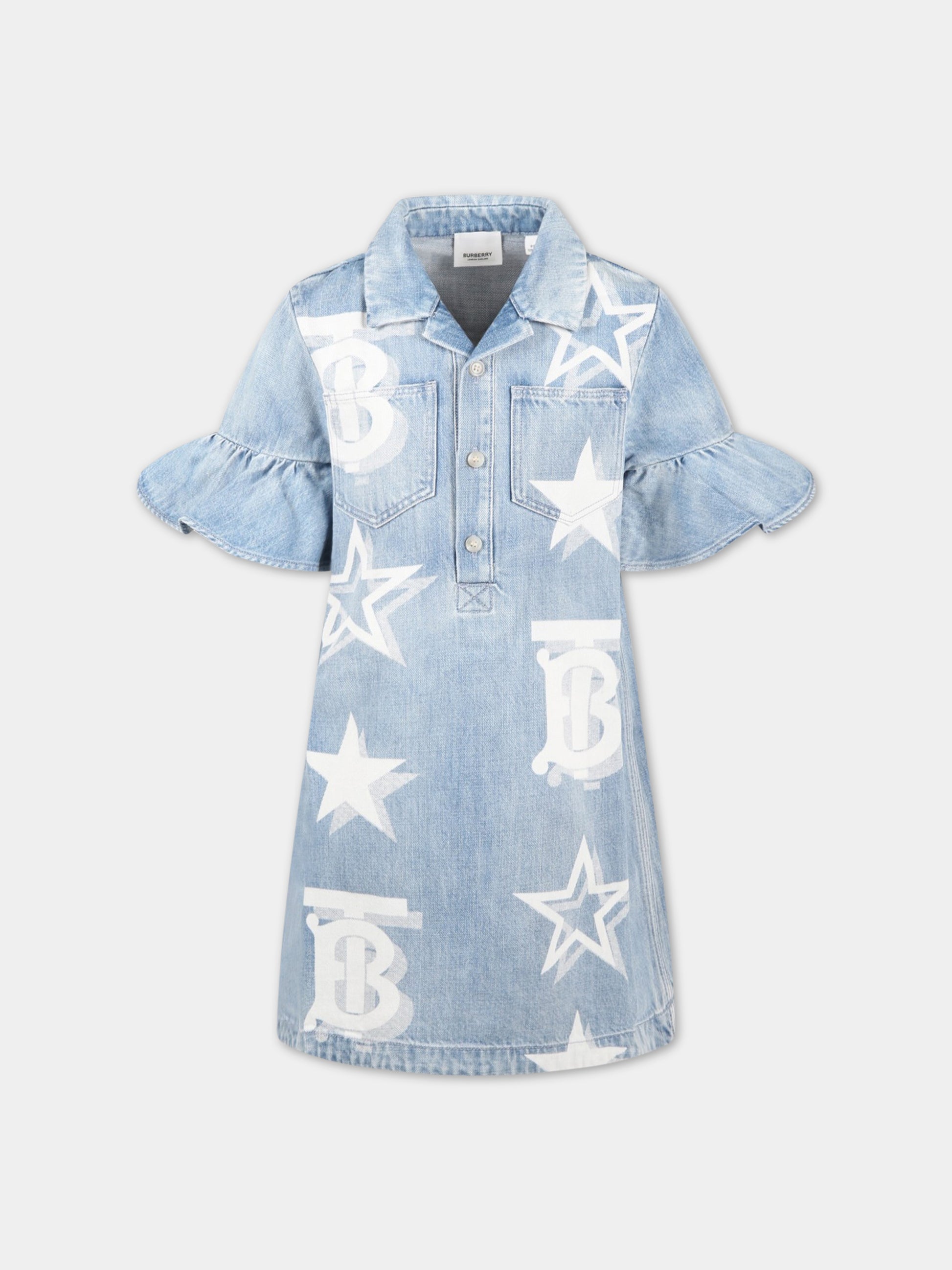 Vestito celeste per bambina con monogramma TB,Burberry Kids,8061231