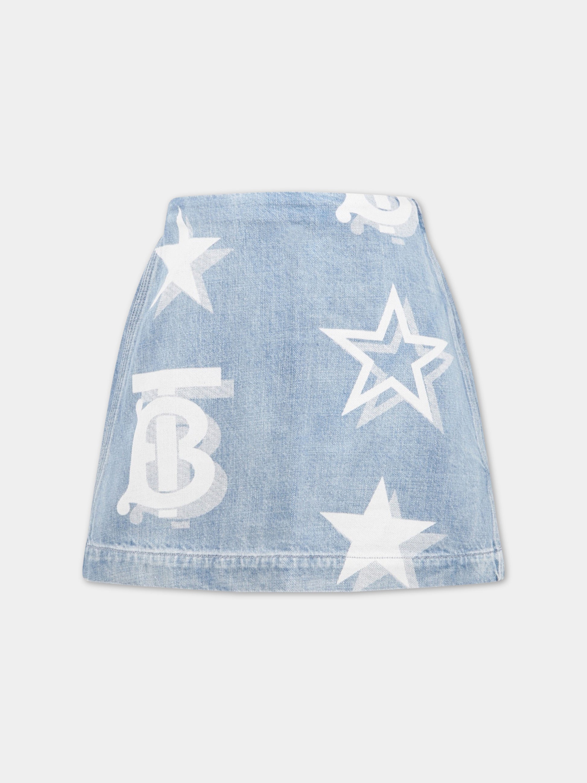 Gonna celeste per bambina con monogramma TB,Burberry Kids,8061233