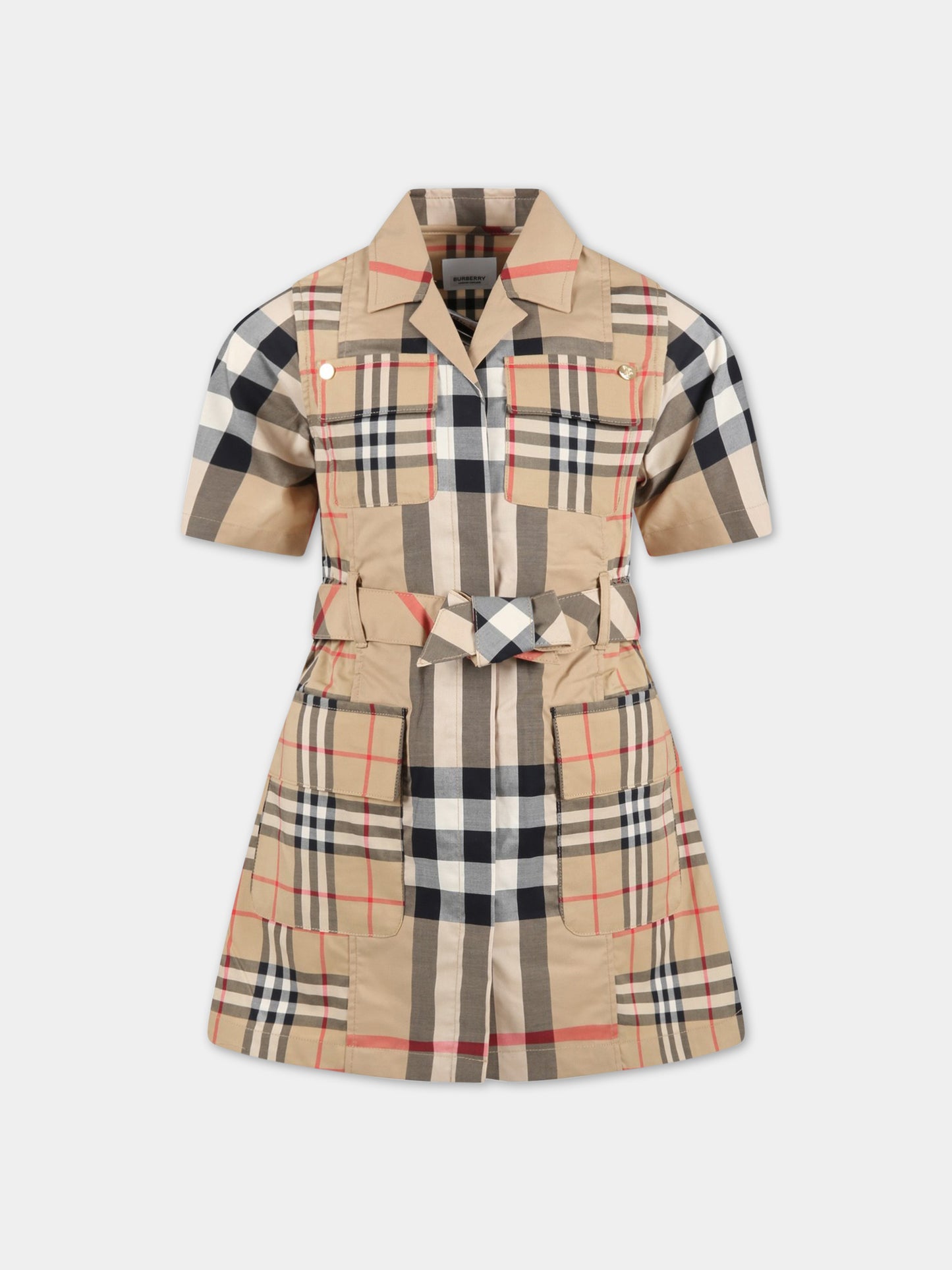 Vestito beige per bambina con check vintage,Burberry Kids,8061829