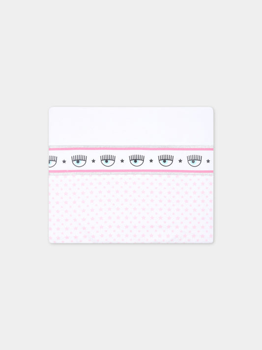 Coperta bianca per neonata con stelle e occhiolini,Chiara Ferragni Collection,55A002 1001 9990