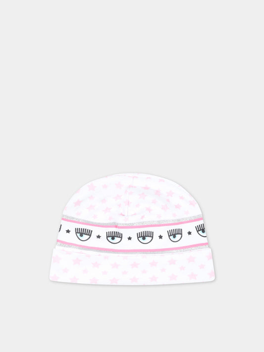 Cappello bianco per neonata con occhiolini,Chiara Ferragni Collection,55A000 1001 9990
