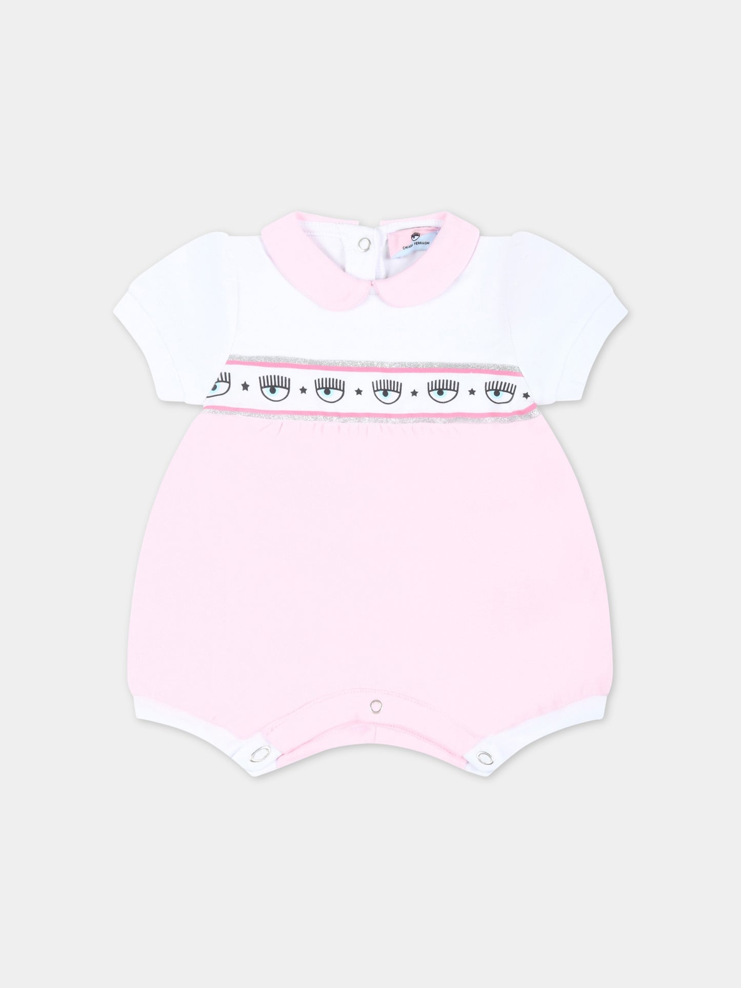 Pagliaccetto multicolor per neonata con occhiolini,Chiara Ferragni Collection,55A202 1000 9990