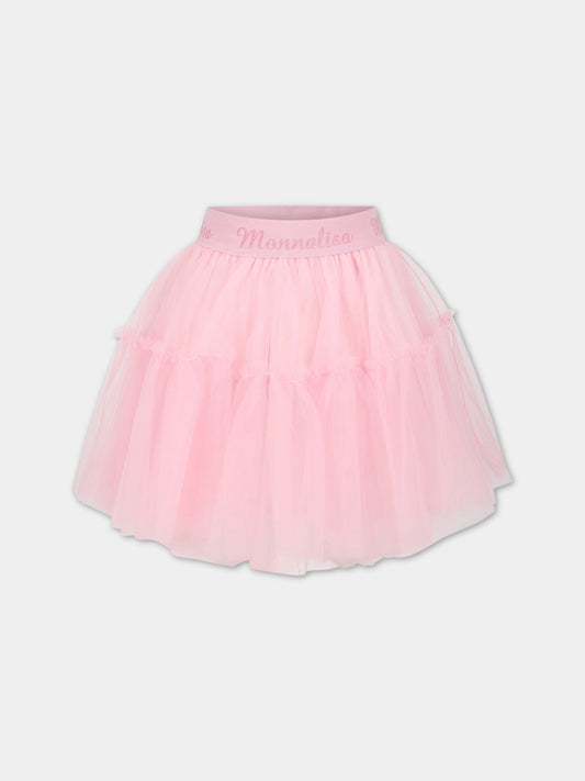 Gonna rosa per bambina con logo,Monnalisa,17AGON T9945 0090