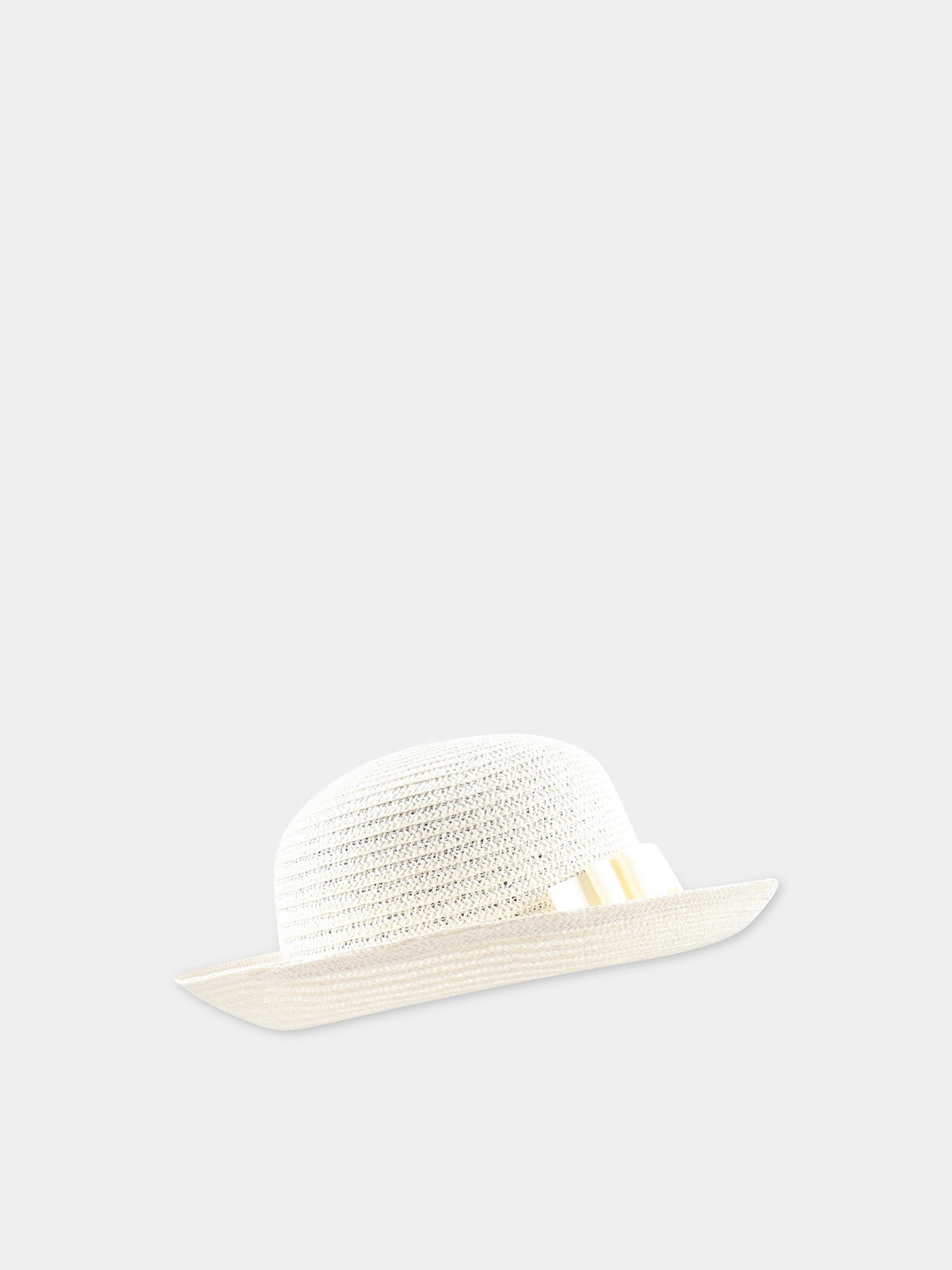 Cappello beige in paglia per bambina con logo,Monnalisa,17A003 1068 0001