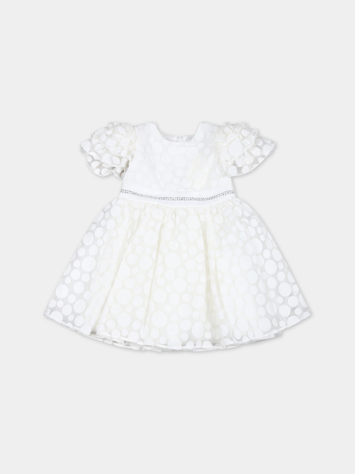 Vestito avorio per neonata con pois,Monnalisa,73A903 1120 0001