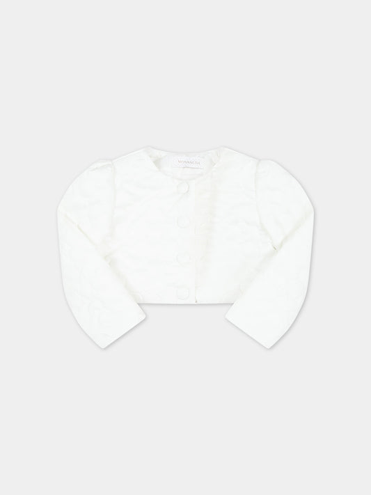 Piumino bianco per neonata con patch logato,Monnalisa,73A101 1408 0001