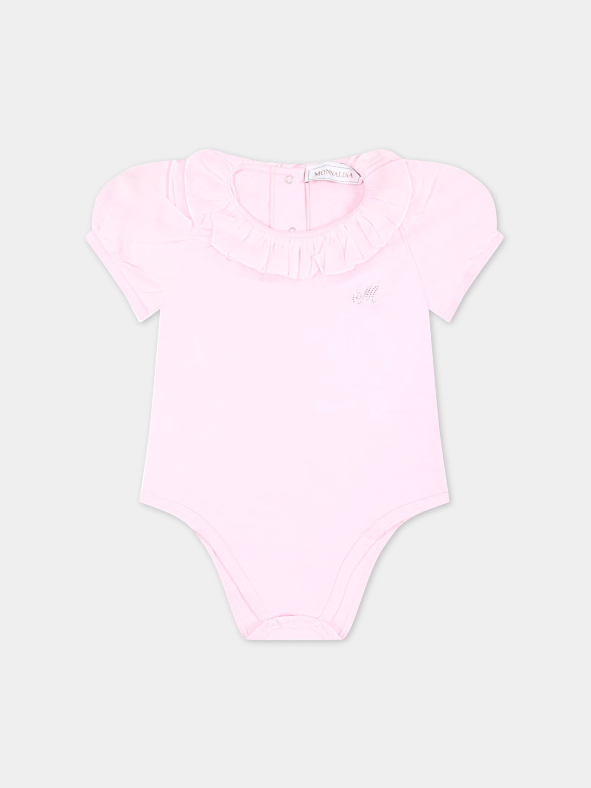 Body rosa per neonata con logo,Monnalisa,37A300 1206 0090