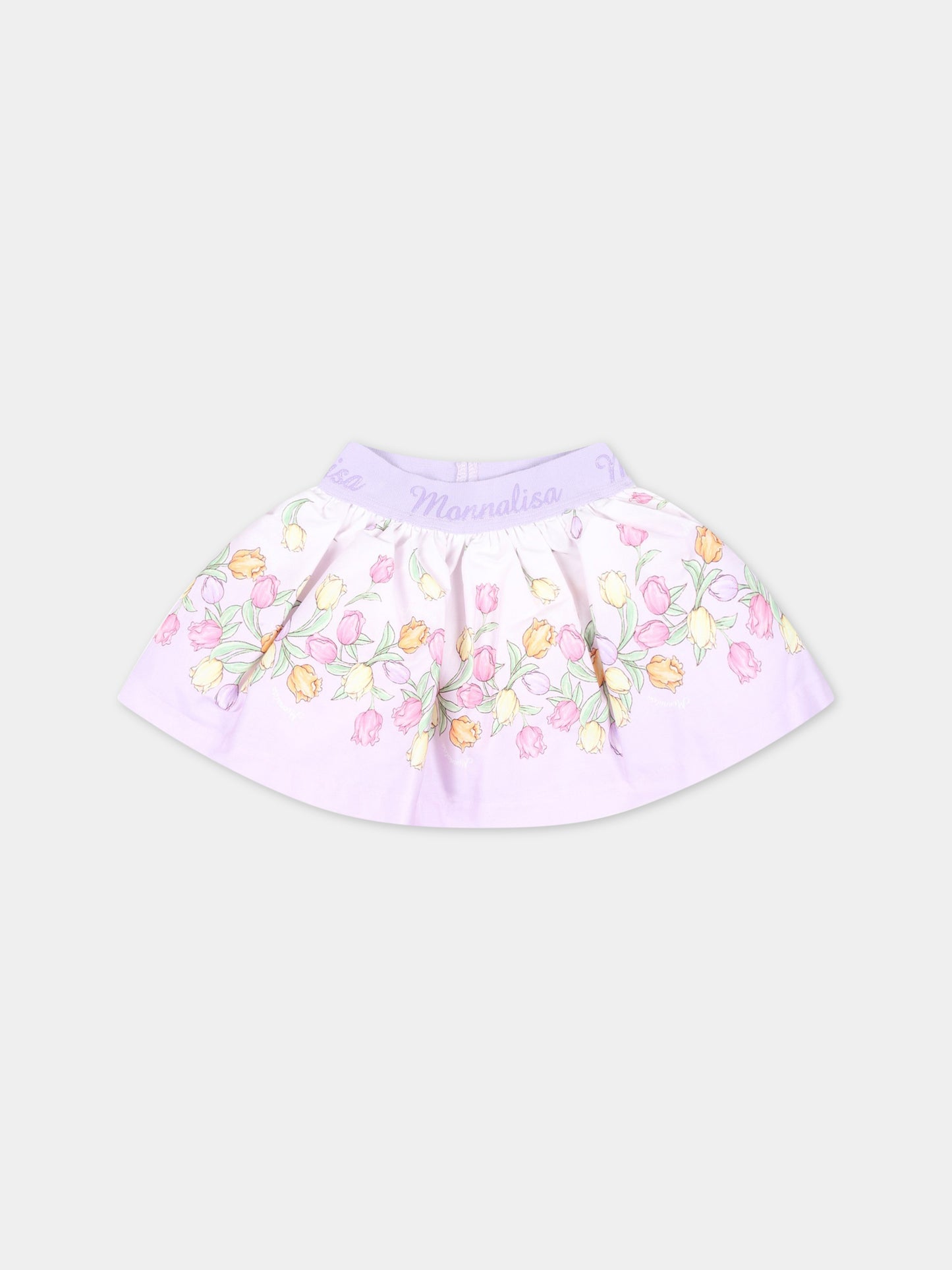 Gonna multicolor per bambina con fiori,Monnalisa,31A700 1662 0065