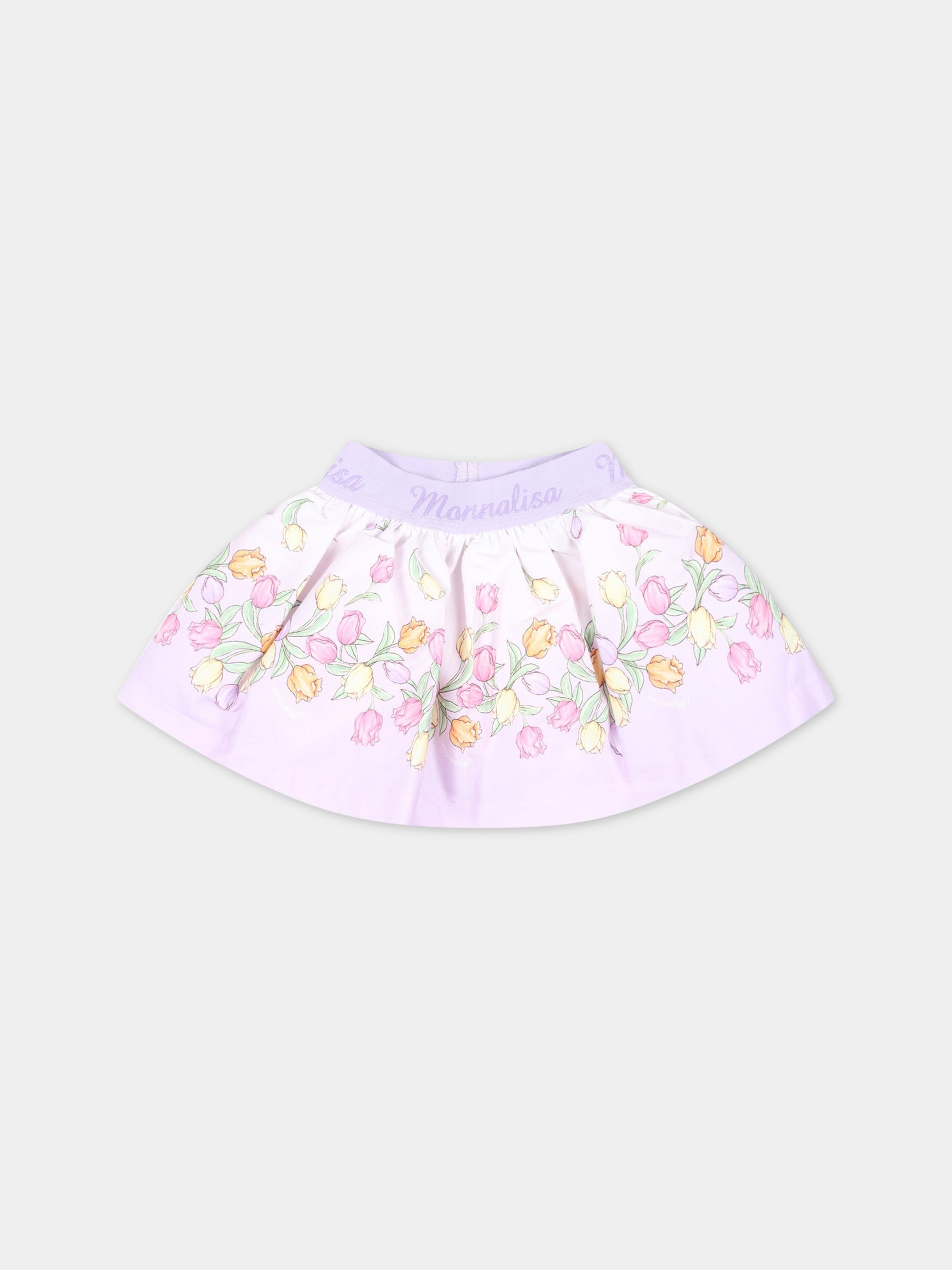Gonna multicolor per bambina con fiori,Monnalisa,31A700 1662 0065