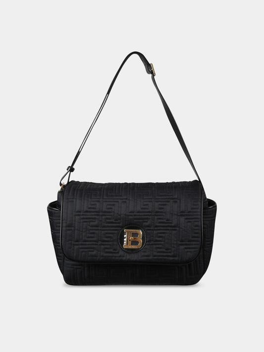 Borsa-mamma nera per neonati con logo,Balmain Kids,BS0628 Z1224 930