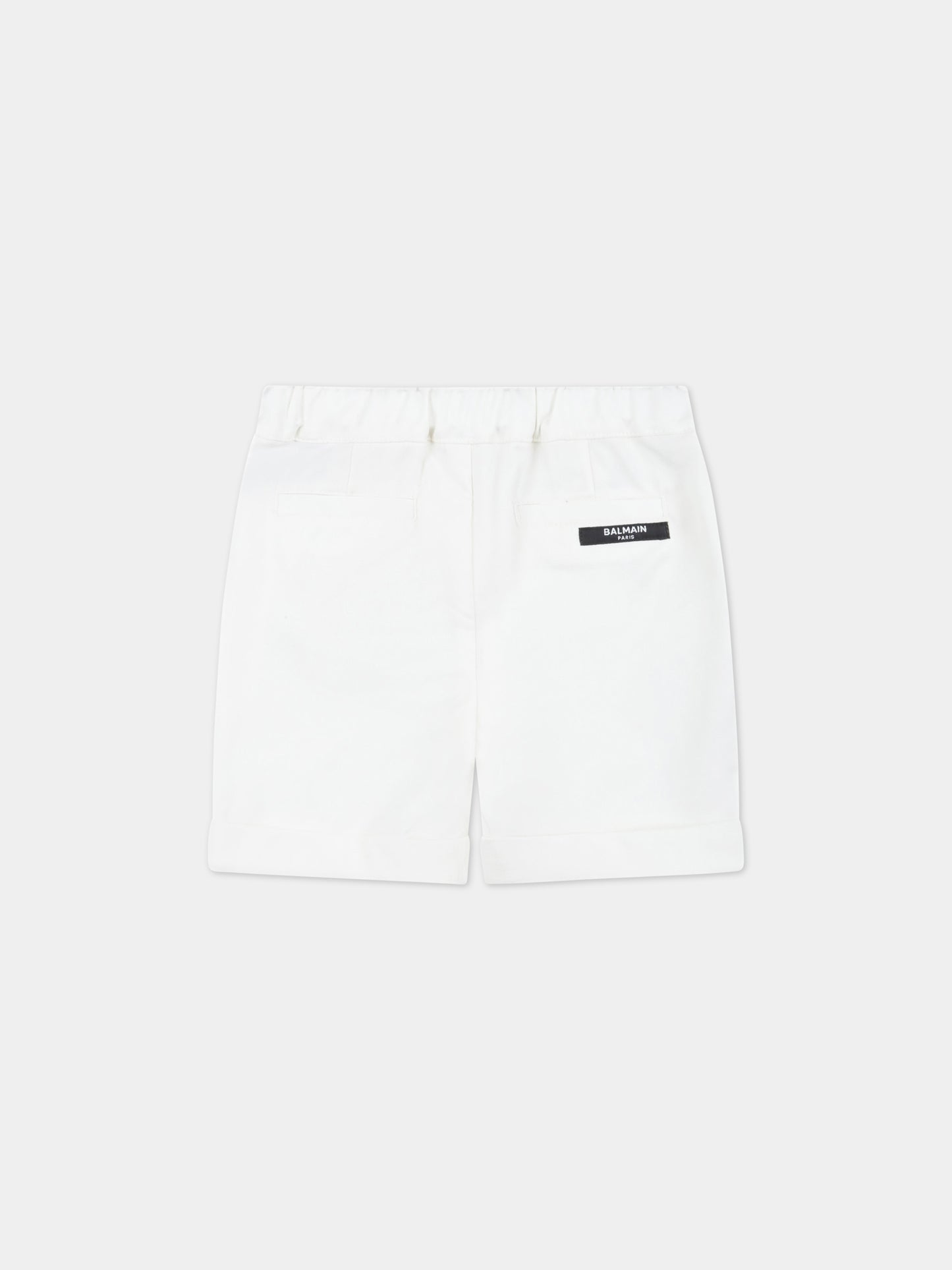 Shorts avorio per neonato con patch logato,Balmain Kids,BS6609 I0089 101