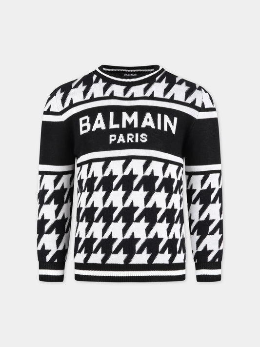 Maglione multicolor per bambino con logo bianco,Balmain Kids,BS9P10 X0018 930BC