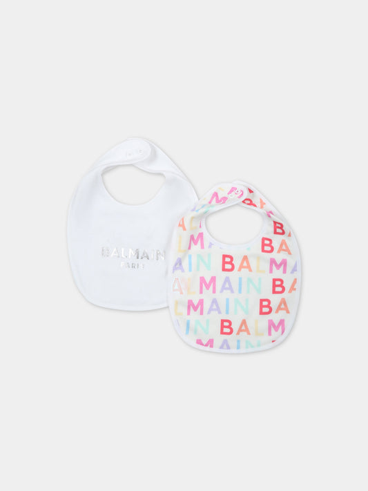 Set bianco per neonati con logo,Balmain Kids,BSB509 Z0057 999