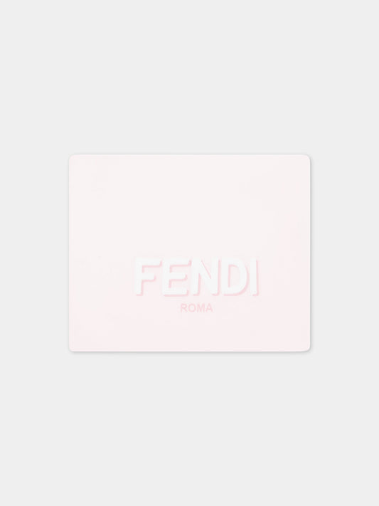 Coperta rosa per neonata con logo bianco,Fendi Kids,BUJ228 ST8 F0C11