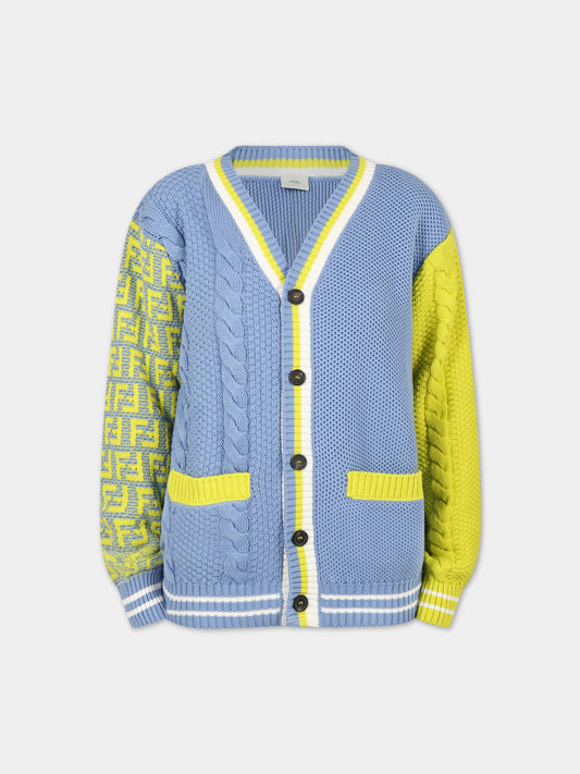 Cardigan multicolor per bambino con iconiche doppie FF,Fendi Kids,JMG095 AMHC F1JKV