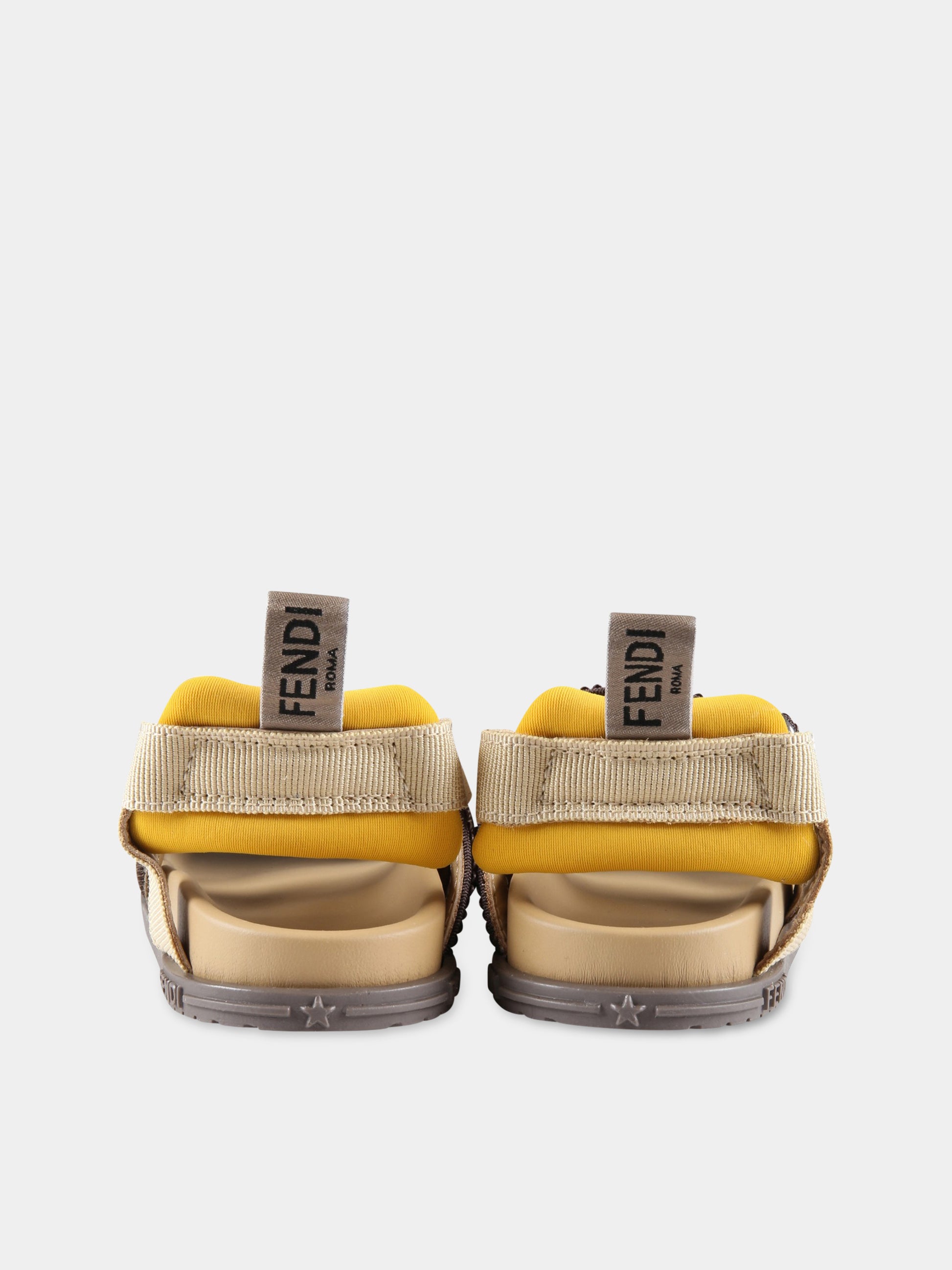 Sandali marroni per bambini con doppia FF,Fendi Kids,JMR438 ALJF F1JGO