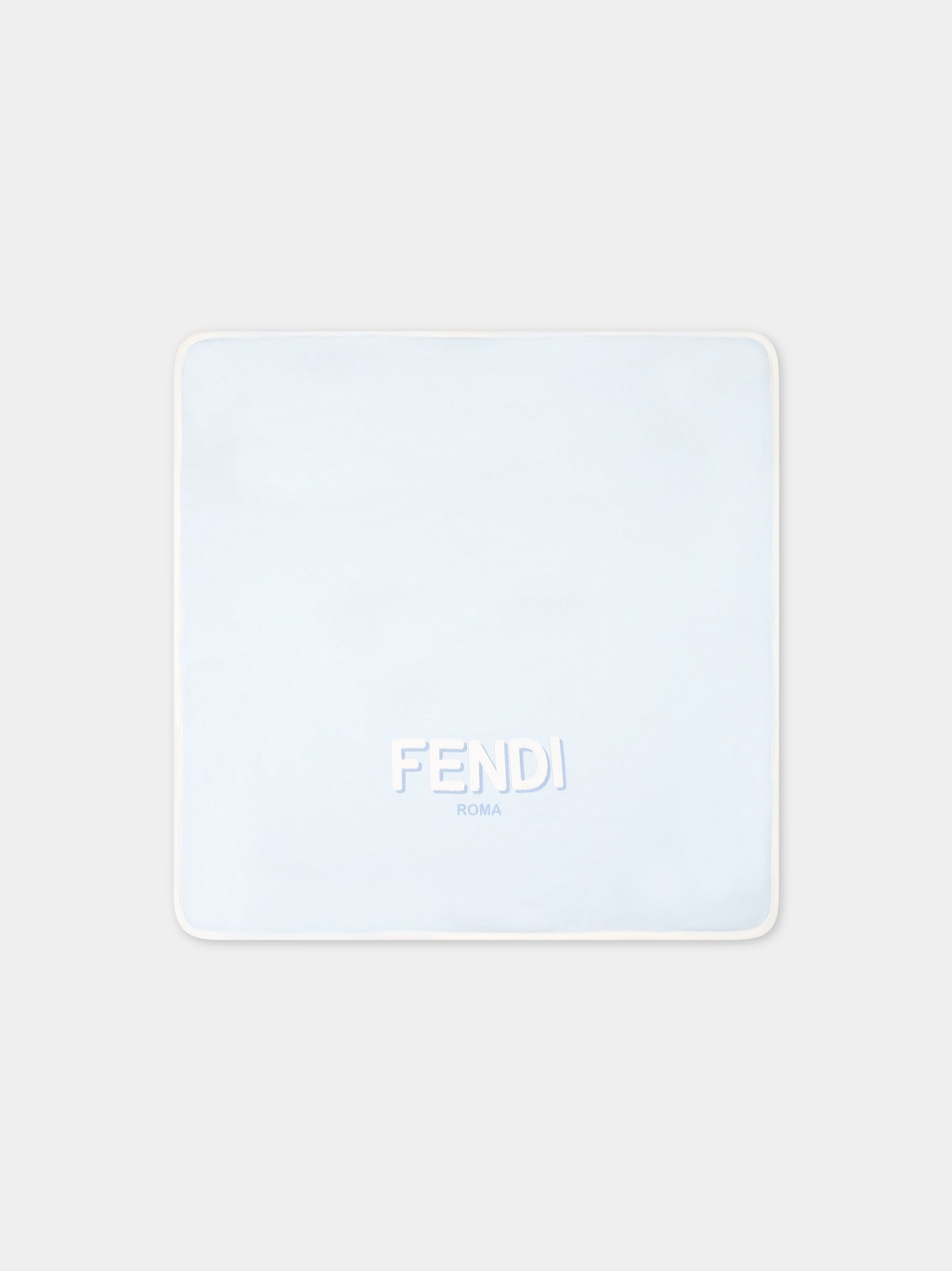 Coperta celeste per neonato con logo bianco,Fendi Kids,BUJ228 ST8 F19J4