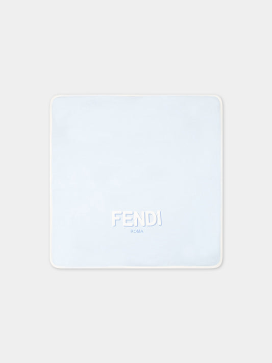 Coperta celeste per neonato con logo bianco,Fendi Kids,BUJ228 ST8 F19J4
