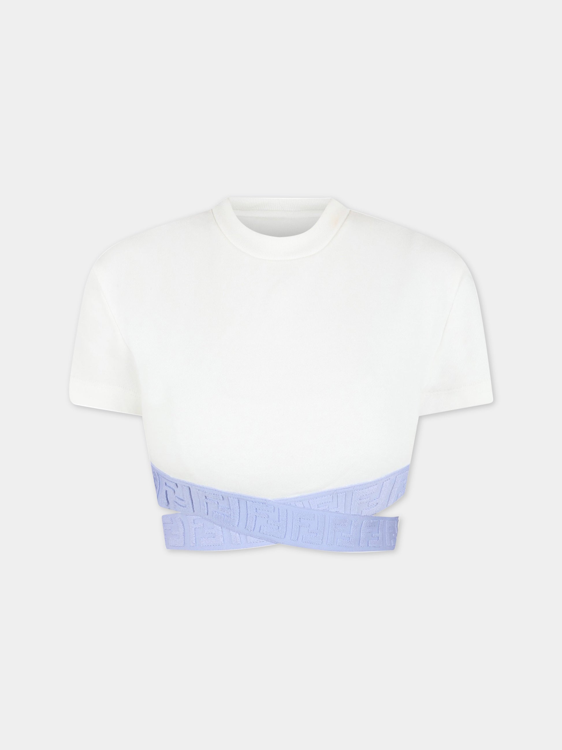 T-shirt bianca per bambina,Fendi Kids,JFI256 5V0 F1JDW
