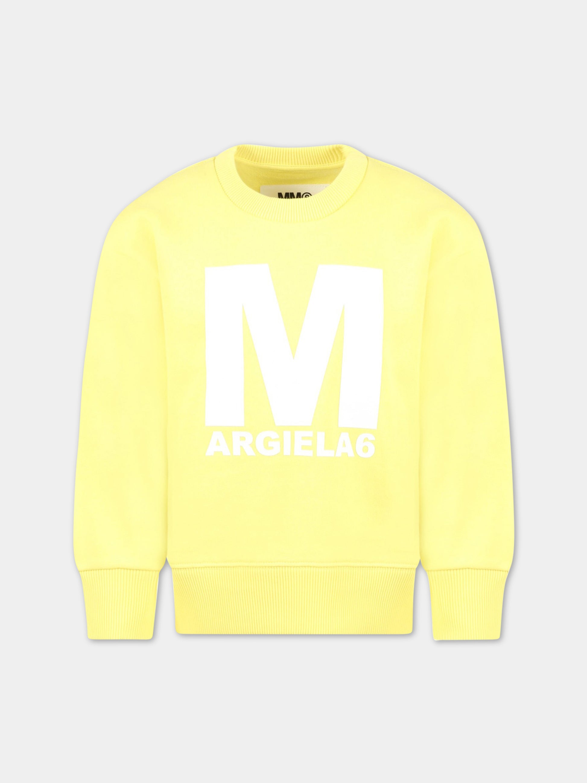 Felpa gialla per bambini con logo bianco,Mm6 Maison Margiela,M60320 MM007 M6203