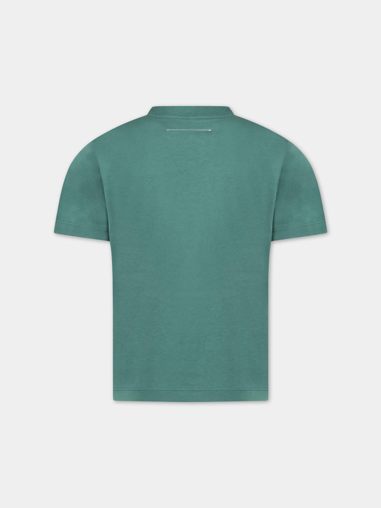 T-shirt verde per bambini con logo bianco,Mm6 Maison Margiela,M60339 MM010 M6507