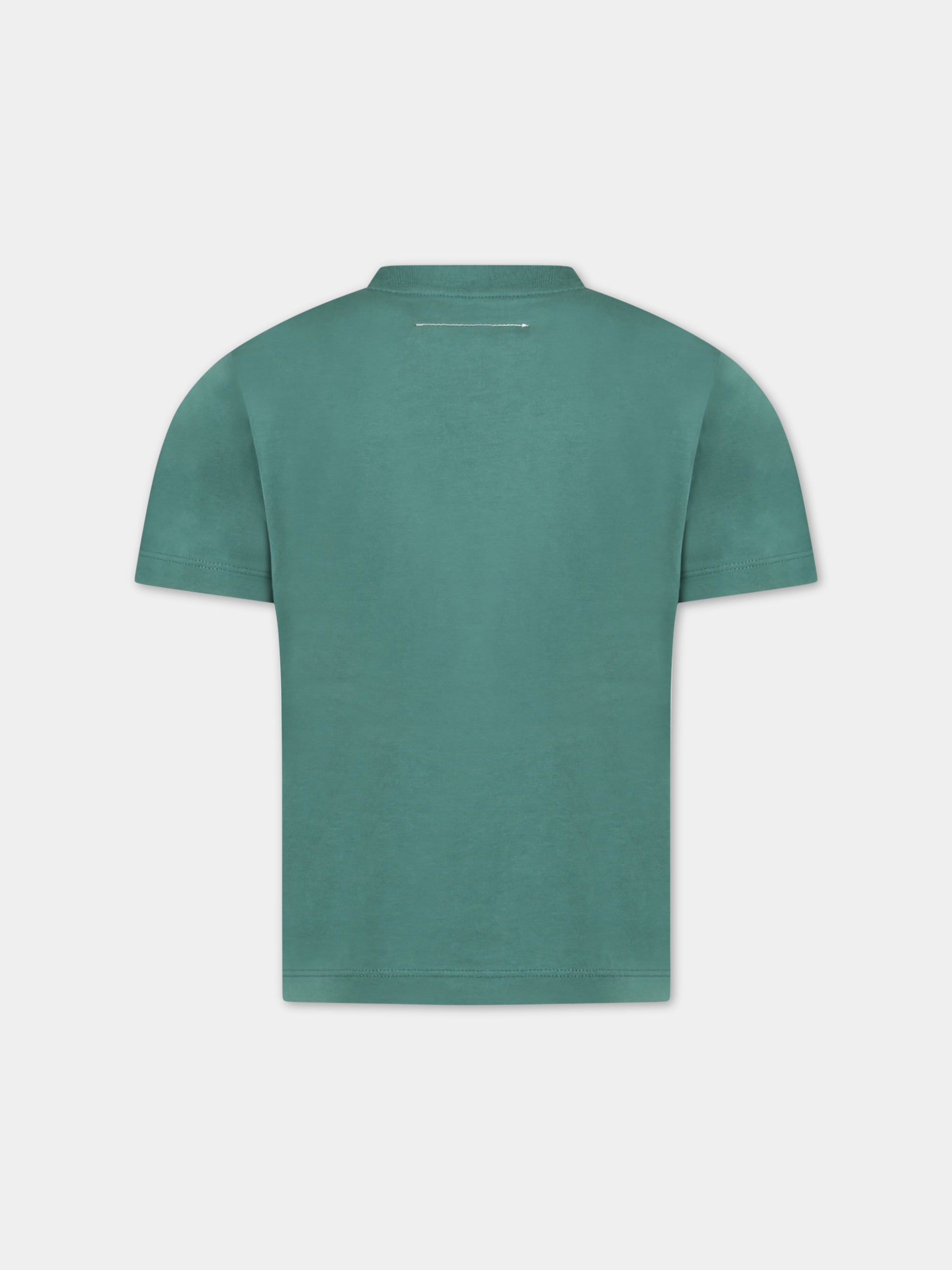 T-shirt verde per bambini con logo bianco,Mm6 Maison Margiela,M60339 MM010 M6507