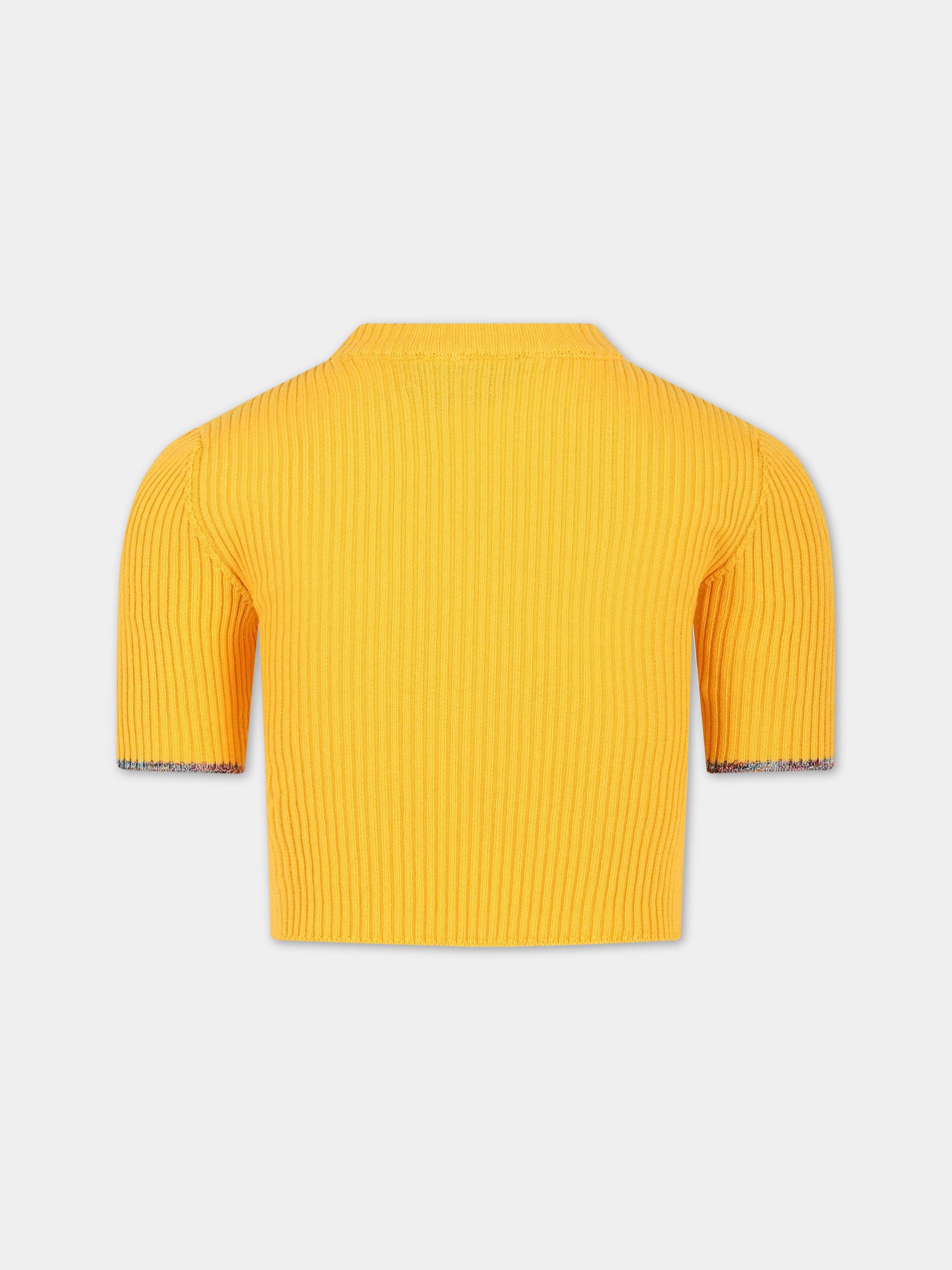 Maglione giallo per bambina con logo multicolor ricamato,Missoni,MS9A11 X0007 206