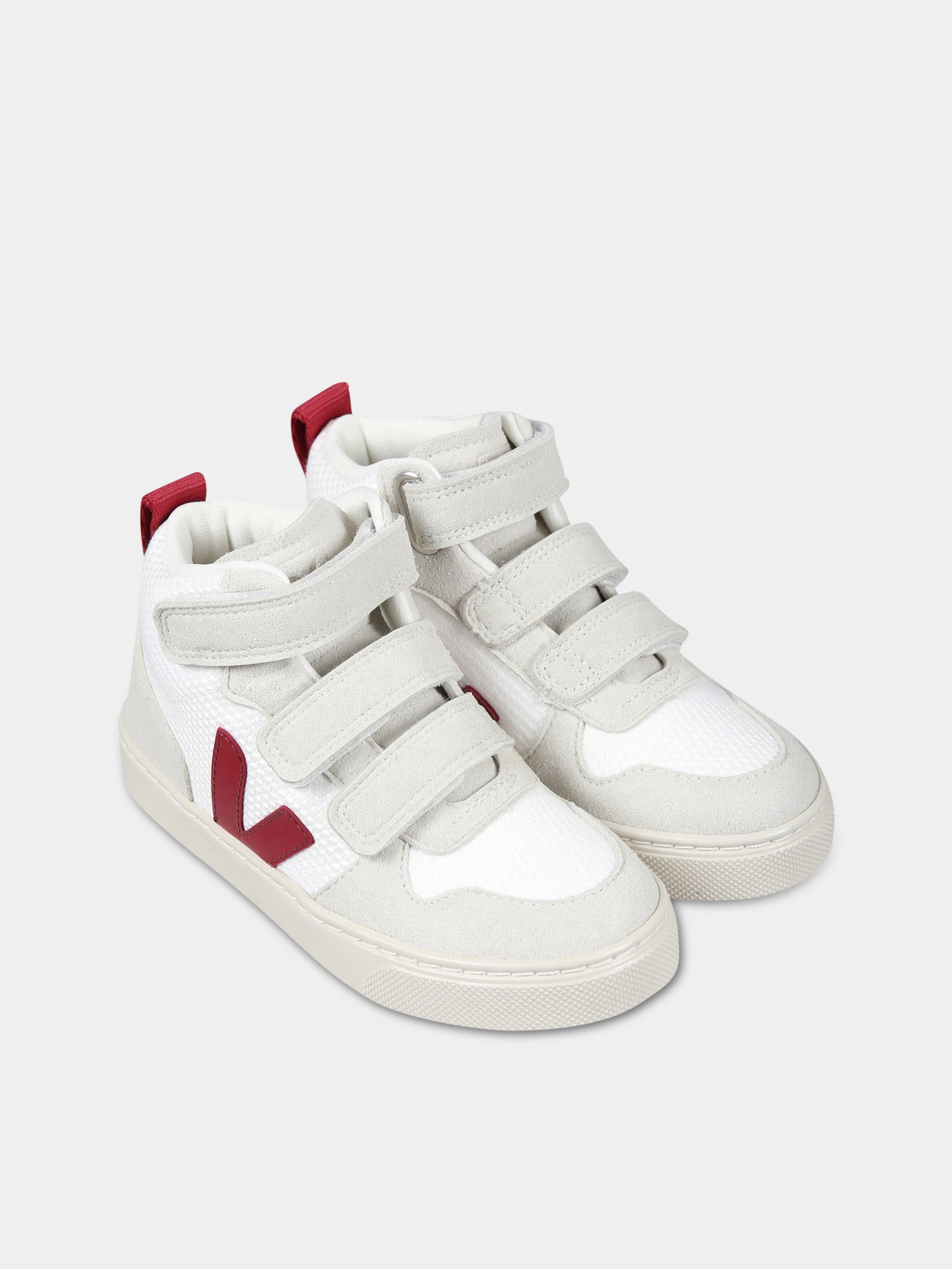 Sneakers bianche per bambino con logo rosso,Veja,DV1703244C