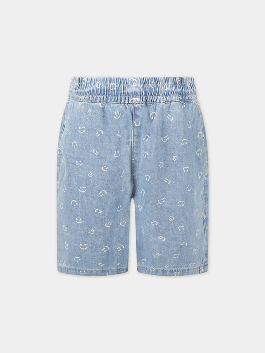 Shorts celeste per bambino con smile all-over,Molo,1S23H102 6723