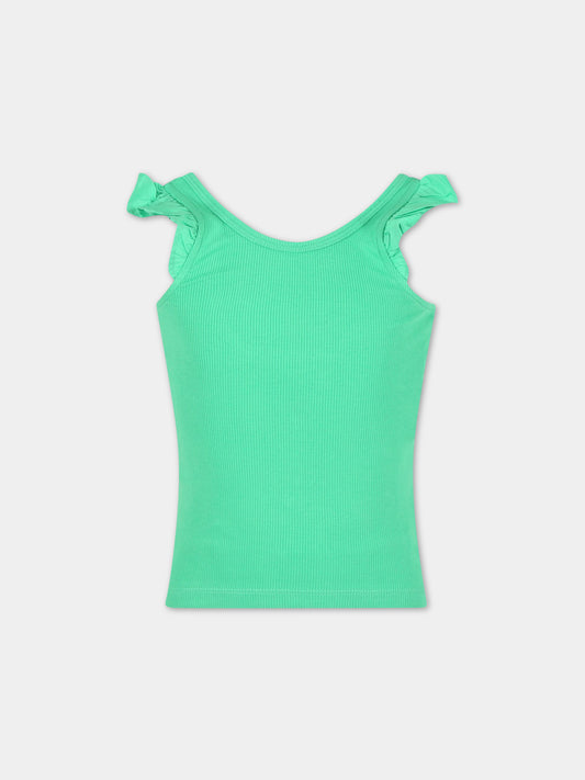 Top verde per bambina con rouches,Molo,2S23A109 8707